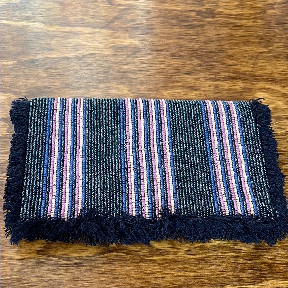 Striped Fringe Clutch